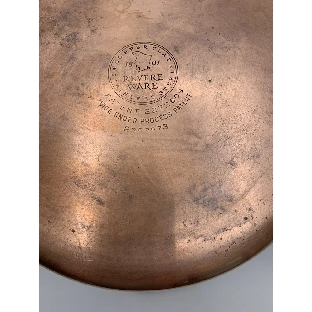 VTG Revere Ware Tall Copper Bottom 6 Qt Stock Pot Pre-1968 Double Ring NO LID